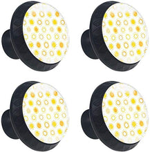 Semplice giallo sole Art Design Pattern Pomelli per Porta Set di 4 Pomelli per Mobili Manopole per Cassetti Cucina Armadio Vetro