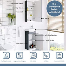 Planetmöbel Mobiletto da bagno in ceramica, con specchio, per ospiti, 40 cm, opaco (grigio opaco)