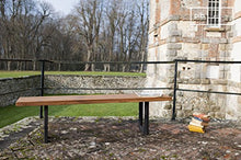 pib Panca Peterstivy in Stile Vintage - Legno Massiccio, Legno Antico, Finitura Vernice, Legno di Teak | in Legno Teak Verniciato dal Look Neo Industrial - Marrone ocra (L170 x H46 x P36 cm)