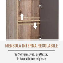 homcom Scaffale Salvaspazio per Bagno in Legno con 2 Armadietti e 6 Ripiani, Grigio e Rovere, Design a Torre 30 x 24 x 170cm