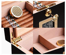 QINJLI Tabletop Cigar Humidor, Cedro e Laccato Cigar Box Sealed Design, igrometro e umidificatore, può Contenere 30-60 Cigar