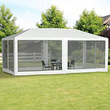 Outsunny Tenda Gazebo da Giardino Pieghevole con Zanzariera Rimovibile in Metallo e PE, 595x295x255cm Bianco