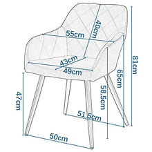 EUGAD Coppia Poltroncina per Soggiorno Sedia da Sala Pranzo con Braccioli Poltrona Moderna in Velluto per Cameretta Cucina Gambe in Metallo Nero 0626BY-2