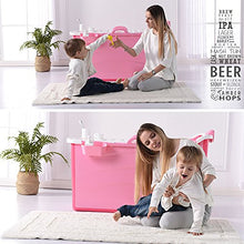 JZM Vasca da Bagno per Adulti in Plastica Extra Large Vasca per Bambini per Uso Domestico Vasca da Bagno Pieghevole Portatile (Colore: Blu Rosa Dimensioni: A B),B(Adult)-Pink