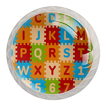 Confezione da 4 manopole per mobili da cucina, manopole per cassetti Bubble baby alfabeto numero puzzle Tira le maniglie delle porte