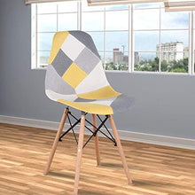 GroBKau - Set di 4 sedie da pranzo moderne in tessuto patchwork con base in legno, ideali per soggiorno, sala da pranzo, caffè, sala d'attesa, ecc.