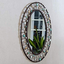 HFFFHA Specchio per Il Trucco in Ferro battuto in Stile Europeo Specchio per Bagno a Parete Specchio Decorativo per Bagno Ovale