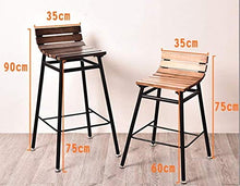 JT- Sedia da bar in ferro battuto con schienale in legno massello per esterni, resistente e stabile (colore A, dimensioni: altezza 90 cm)