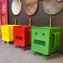 YRRA Autoportante Mobile Lavabo Bagno Piccolo, Stile Industriale Ferro Battuto Bambino Mobile Bagno con Lavabo con Rubinetto 22x 18,1 x 23,6 Pollici,Giallo,Without Mirror