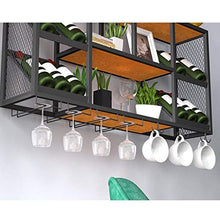 Porta Bottiglie da Vino Porta Bottiglie Parete Metallo Industriale, Portabicchieri Appeso Legno Portabottiglie per Vino Decorazione Parete Scaffale Vino, per Cucina/Bar/Ristorante, Nero Rack di