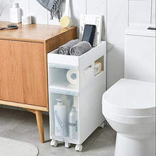 WDX - Scaffale da bagno da pavimento a pavimento, con clip per WC, piano stretto, per bagno, WC, armadietto laterale
