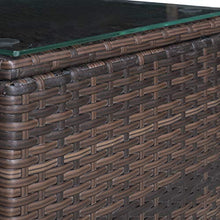 Outsunny Set Mobili da Giardino 3 Pezzi 2 Divani 1 Tavolino con Piano in Vetro Temperato Rattan Marrone