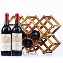 XQK Portabottiglie in Legno capacità 10 Bottiglie Portabottiglie in Legno Naturale Pieghevole Portabottiglie per Vino per Display, Decorativo, Mobile, Bar
