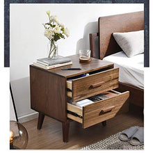 Comodino Nordico in Legno massello, Camera da Letto Color Noce 2 Strati Letto Giapponese Armadio di stoccaggio Moderno Semplice Cuscinetto 300KG-52x40x50cm FANJIANI