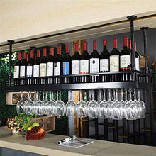 ZLJ Portabottiglie per Vino Nero - Scaffale per Bicchieri da Vino in Ferro Stile Morden, ripiano per Decorazione a soffitto, per Bar, ristoranti, Cucina o Cantina (Dimensioni: 120 cm)