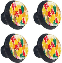Foglie autunnali Giallo Arancione Verde Rosso Pomelli per Porta Set di 4 Pomelli per Mobili Manopole per Cassetti Cucina Armadio Vetro