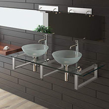 Alpenberger Design Doppio lavabo Ø 42 cm in vetro di sicurezza ESG 12 mm con ripiano in vetro da 140 cm e console in acciaio inox | perfetto per lavabo, solo di ottima qualità