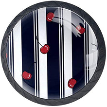 Red Cherry Sweety Dark Navy White Stripe Pomelli per Porta Set di 4 Pomelli per Mobili Manopole per Cassetti Cucina Armadio Vetro