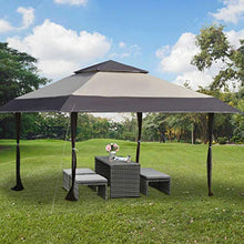 Outsunny Gazebo da Giardino Pieghevole 3.96x3.96m in Metallo, Gazebo Portatile con Borsa da Viaggio, Cachi