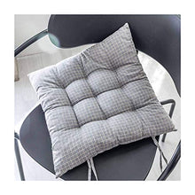 MFLASMF Cuscino per Sedia Cuscino per Sedia in Cotone e Lino Cuscino per Sedia a Righe in Tartan Griglia a Quadretti Cuscino per Sedia a Quadretti con Lacci per Sedia da pranzo-grigio-40x40cm