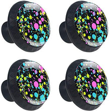 Graffiti Macchie Blu Rosy Yellow Art Pomelli per Porta Set di 4 Pomelli per Mobili Manopole per Cassetti Cucina Armadio Vetro