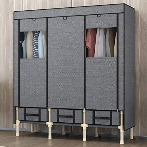 XuQinQin Armadio, Panni for Il Montaggio Armadio Panno Armadio Guardaroba Semplice Doppio Armadio Bold con Rinforzi in Acciaio Frame 3 Colori facoltativi Armadio (Color : C)