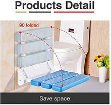 Sgabello per Doccia Pieghevole a Parete, Sgabello in plastica ABS Luminoso Non Facile da sbiadire, Non Facile da Indossare Adatto/Antiscivolo Soggiorno Cucina Bagno 0416 (Colore: Blu)