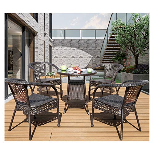 HLZY Tavolo in Vimini in Rattan mobili in Patio e Set Sedia, Arredamento per Esterni Ratan Patio Set di mobili per Patio Rattan Tavolo da Pranzo Set di Tessuto di Vimini