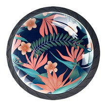 Set di 4 maniglie rotonde per armadio da cucina, credenza, cassettiera, cassettiera, con viti, per cucina, comò, armadietto, bagno, armadio, fiori tropicali verdi floreali