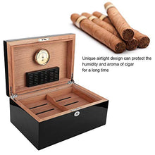 Porta Humidor per sigari, portasigari in legno elegante da viaggio portatile Scatola per sigari di grande capacità con umidificatore, vassoio di cedro rimovibile, contiene 120 sigari (nero)