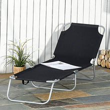 Outsunny Sdraio da Giardino Pieghevole in Metallo e Tessuto Oxford, Lettino Prendisole Traspirante 180x55x24cm Nero