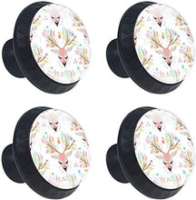 Cervo motivo floreale ad acquerello Pomelli per Porta Set di 4 Pomelli per Mobili Manopole per Cassetti Cucina Armadio Vetro