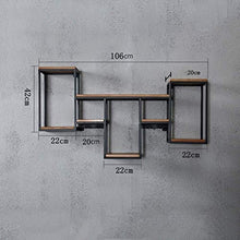 Mensola Portabottiglie in Legno Retrò da Parete in Ferro Decorativo Creativo 106X42X20Cm J1120, HJJ
