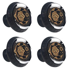 Set di 4 maniglie rotonde per armadio da cucina, credenza, cassettiera, cassettiera, con viti, per cucina, comò, armadio, bagno, armadio, stile indiano, stile vintage, luna sole