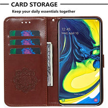 GIMTON Cover Galaxy A80, Antiurto Custodia in PU Pelle con Slot Carte e Cinturino da Polso per Samsung Galaxy A80, Magnetico Cover di Portafoglio, Marrone