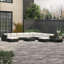 vidaXL Set Divani da Giardino 12 pz con Cuscini Foderati Lavabili Modulare Leggero Elegante Arredi da Esterno in Polyrattan Nero Telaio in Acciaio