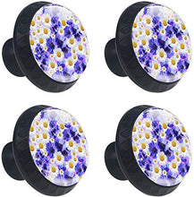 Fiore di margherite viola bianco natura Pomelli per Porta Set di 4 Pomelli per Mobili Manopole per Cassetti Cucina Armadio Vetro