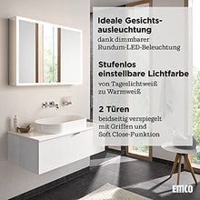 EMCO Armadietto a specchio illuminato Prime con illuminazione a LED a tutto tondo, armadietto a specchio da bagno di alta qualità come modello da incasso, mobile da bagno a 2 ante, bianco neutro