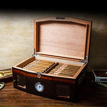 DZSF Grande capacità Cedar Cigar Humidor, Solido impiallacciatura di Legno Vernice Cedar Vetro Trasparente Visibile Legno Humidor Scatola con umidificatore e igrometro detiene Il 100 sigari