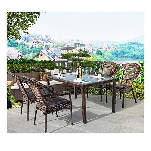 HLZY Tavolo in Vimini in Rattan mobili in Patio e Set Sedia, Set di mobili da Giardino in Rattan tavola e sedie del Patio Set tavolino da caffè con Conversazione per Giardino all'aperto