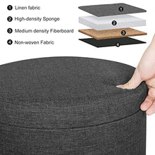 WOLTU SH08dgr Pouf Contenitore Sgabello Basso Sedia Rotonda Poggiapiedi Gambe in Legno Grigio Scuro