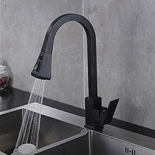 Rubinetto per Lavabo da Cucina, Miscelatore per Lavabo, Rubinetto da Cucina Monocomando in Ottone con Doccetta Spray, Girevole A 360 °, Finitura Nero Opaco A Sette Strati Premium