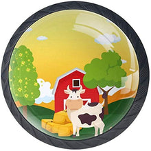 Cartoon Cow Farm Tree Cloud Yard Pomelli per Porta Set di 4 Pomelli per Mobili Manopole per Cassetti Cucina Armadio Vetro