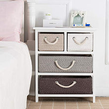 AINIYF Comodino Semplice, Armadio a Quattro cassetti in Rattan, cassettiera in Paglia di Grano, Comodino, 20x12x24 Pollici, Bianco