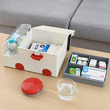 Scatola Porta medicinali Portatile, Scatola medicinali a Forma di Ambulanza, Scatola medicinali per Bambini, con Mini portapillole, Scatola portaoggetti a Strati con cassetto-Gris