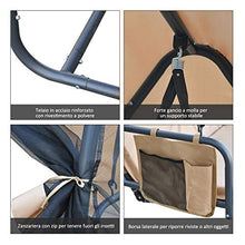 Outsunny Dondolo Letto da Giardino con Zanzariera caffè Chiaro, Dondolo Ribaltabile 3 Posti per Esterno e Balcone 240x140x197cm