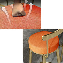 GYPPG Breakfast Barstool Kitchen Chair Textile Linen Upholstered Round Seat with Backrest And Footrest/Bistro Coffee/Gold Legs,Max Load 440lb(Orange)