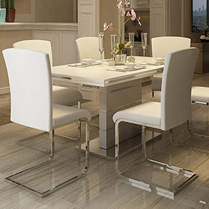Yaheetech 6 Sedie Cucina Sala da Pranzo Bianche Moderne in Ecopelle e Acciaio Cromato per Ufficio Carico Massimo per Sedia 135 kg