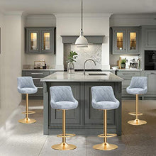 Sgabelli da Bar Sedia Sgabelli ad altezza regolabili Sgabelli set di 4, sedie a barre Contatore sgabello Grigio Velvet Seat in velluto Gamba in metallo oro con poggiapiedi Colazione bar sgabello da ba