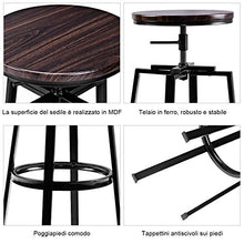 COSTWAY Set di 2 Sgabelli Rotondi Set di Sedie da Bar Vintage Antico, Regolabile in Altezza 35 x 35 x (67-75) cm